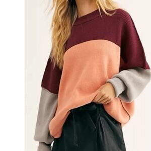 Free People Easy Street Sweater Colorblock M